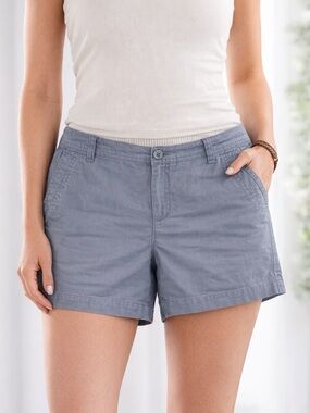 Natural Reflections Slate Blue 100% Cotton Shorts Size 12 Casual Summer Mid Rise